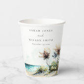 Gobelets En Papier Elégant Mariage marin de la plage de Palm Plage Du (Recto)