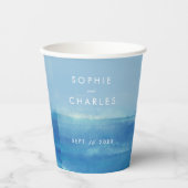 Gobelets En Papier Elégant Mariage Ocean Watercolor (Recto)