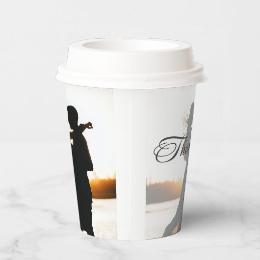 Gobelets En Papier Élégant Mariage photo calligraphique romantique (Droite)