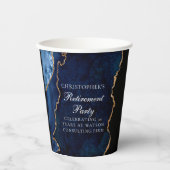 Gobelets En Papier Elégant Marine Blue Gold Agate Retraite Party (Recto)