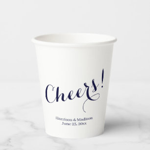 Gobelets En Papier Elegant marine foncé Cheers script personnalisé Ma