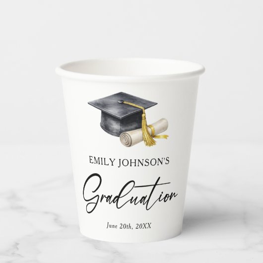 Gobelets En Papier Elegant Minimal Minimalist Graduation (Recto)