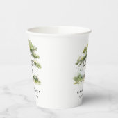 Gobelets En Papier Elégant minimal vert aquarelle Mariage chêne arbre (Gauche)