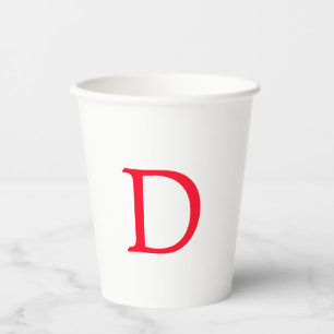 Gobelets En Papier Élégant minimaliste classique Monogramme rouge ini
