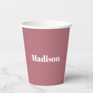 Gobelets En Papier Élégant minimaliste Rose Gold Nom blanc