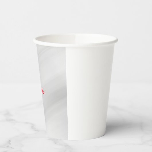 Gobelets En Papier Élégant moderne élégant Gris Nom rouge (Gauche)