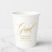 Gobelets En Papier Élégant moderne Gold Script Graduation Party (Recto)