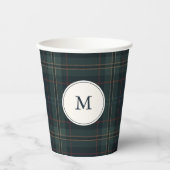 Gobelets En Papier Élégant Monogramme bleu marine et vert (Recto)