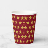 Gobelets En Papier Elégant Motif Golden Star sur le rouge Bourgogne (Droite)