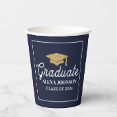 Gobelets En Papier Elegant Navy Blue Class Of 2026 Graduation (Recto)