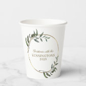 Gobelets En Papier Elégant Noël Gold Foil Eucalyptus Vert (Verso)