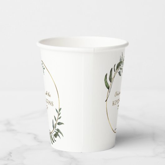 Gobelets En Papier Elégant Noël Gold Foil Eucalyptus Vert (Droite)