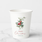 Gobelets En Papier Élégant Noël Holly (Recto)