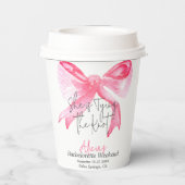 Gobelets En Papier Élégant Nœud Rose Fête de Bachelorette (Verso)