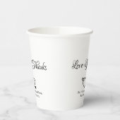 Gobelets En Papier Élégant noir blanc script personnalisé coeur maria (Gauche)