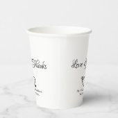 Gobelets En Papier Élégant noir blanc script personnalisé coeur maria (Droite)