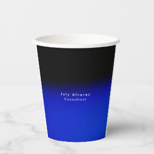 Gobelets En Papier Élégant noir bleu minimaliste Nom Titre