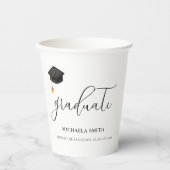 Gobelets En Papier Élégant noir de diplôme d'études supérieures (Recto)