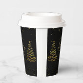 Gobelets En Papier Élégant Noir & Or Noël divertissant (Droite)