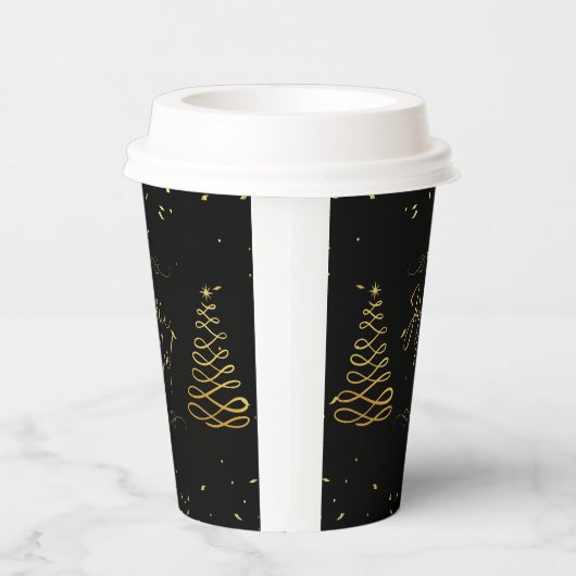 Gobelets En Papier Élégant Noir & Or Noël divertissant (Droite)