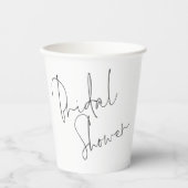 Gobelets En Papier Élégant nom de script Date Fête des mariées Blanc (Recto)