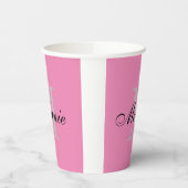 Gobelets En Papier Élégant nom rose pâle monogramme personnalisé (Gauche)