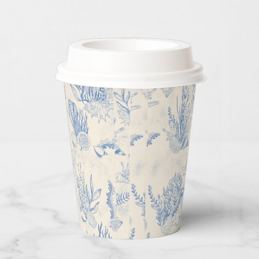 Gobelets En Papier Elégant océane bleu toile (Droite)