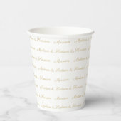 Gobelets En Papier Elégant or blanc Custom script noms de couple chic (Droite)