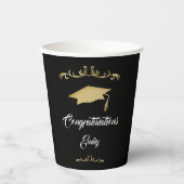 Gobelets En Papier Elégant Ornament Or Félicitations Diplômé (Recto)