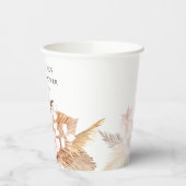 Gobelets En Papier Élégant Pampas Grass rose Floral moderne (Gauche)