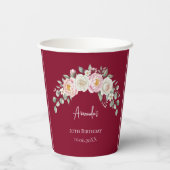 Gobelets En Papier Elegant Pink Floral Personalized Disposable Cup (Verso)