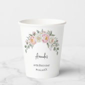 Gobelets En Papier Elegant Pink Floral Personalized Disposable Cup (Recto)
