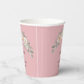 Gobelets En Papier Elegant Pink Floral Personalized Disposable Cup (Droite)