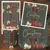 Gobelets En Papier Élégant Plaid & Poinsettias Noël