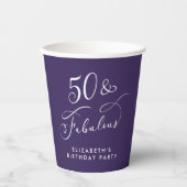Gobelets En Papier Elegant Purple 50th Birthday Party (Recto)