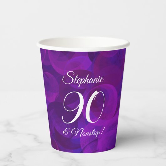 Gobelets En Papier Elegant Purple 90 et fête d'anniversaire sans esca (Verso)