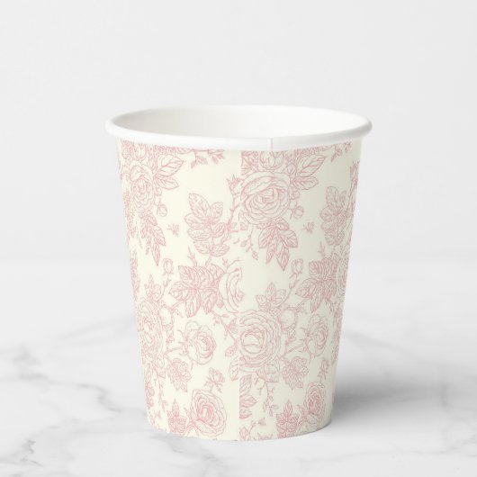 Gobelets En Papier Élégant Rose Fleur sauvage Blush Pink Mariage (Droite)