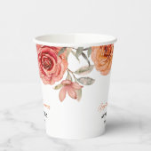 Gobelets En Papier Elégant Rose Floral Rouge Orange (Gauche)