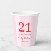 Gobelets En Papier Élégant rose rouge moderne 21e anniversaire (Recto)