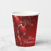 Gobelets En Papier Elégant Rouge et or festif Noël (Recto)