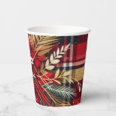Gobelets En Papier Élégant rouge et or Festif Plaid (Verso)