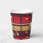 Gobelets En Papier Élégant rouge et or Festif Plaid (Droite)