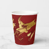 Gobelets En Papier Élégant Rouge Or Faux Marbre Noël (Verso)