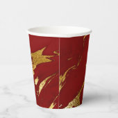 Gobelets En Papier Élégant Rouge Or Faux Marbre Noël (Droite)