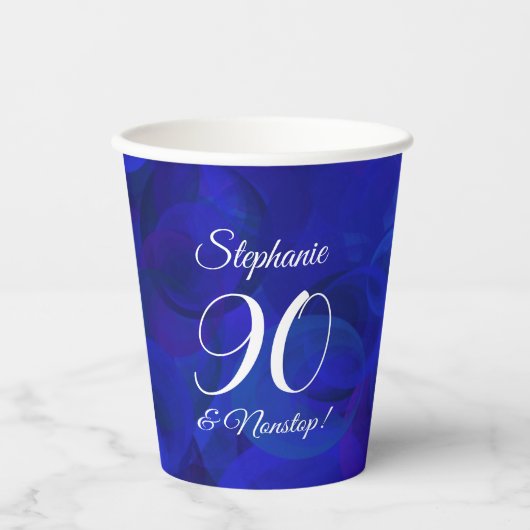 Gobelets En Papier Elégant Royal Blue 90 et fête d'anniversaire sans (Recto)