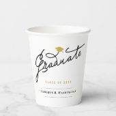 Gobelets En Papier Élégant Script Graduate Moderne Graduation Party (Verso)