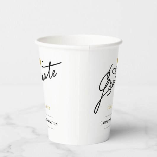 Gobelets En Papier Élégant Script Graduate Moderne Graduation Party (Droite)