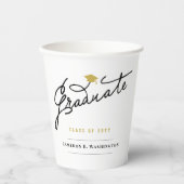 Gobelets En Papier Élégant Script Graduate Moderne Graduation Party (Recto)