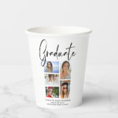 Gobelets En Papier Élégant Script Multi Photo Graduate (Recto)