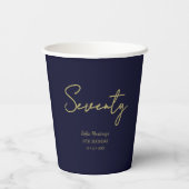 Gobelets En Papier Elegant Seventy Birthday Paper Cup Navy Gold (Verso)